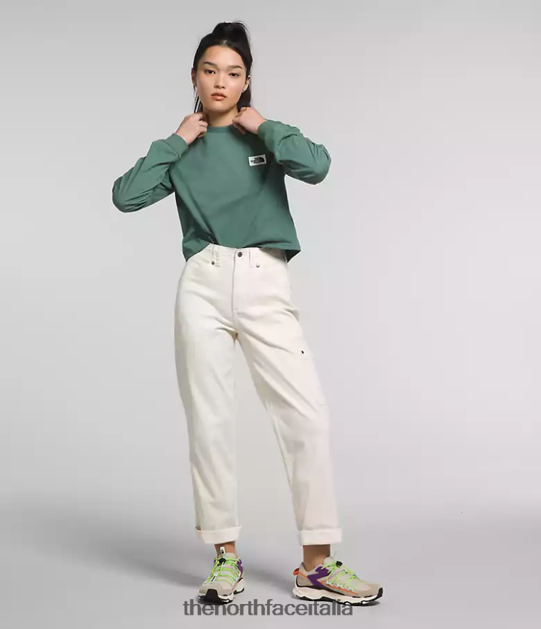 The North Face vestiario 460N8D852 salvia oscura donne T-shirt con patch Heritage a maniche lunghe