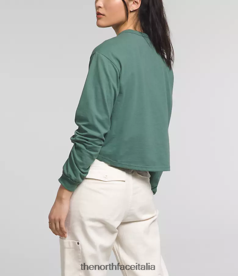 The North Face vestiario 460N8D852 salvia oscura donne T-shirt con patch Heritage a maniche lunghe