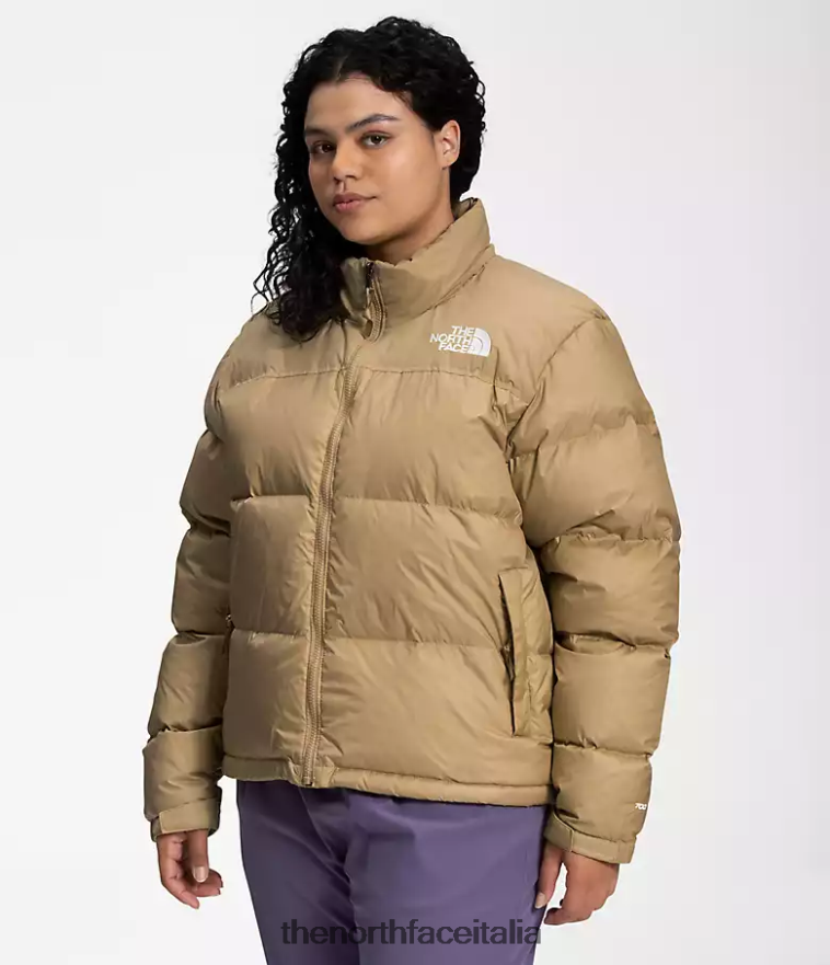 The North Face vestiario 460N8D800 pietra kaki donne più giacca retrò nuptse del 1996