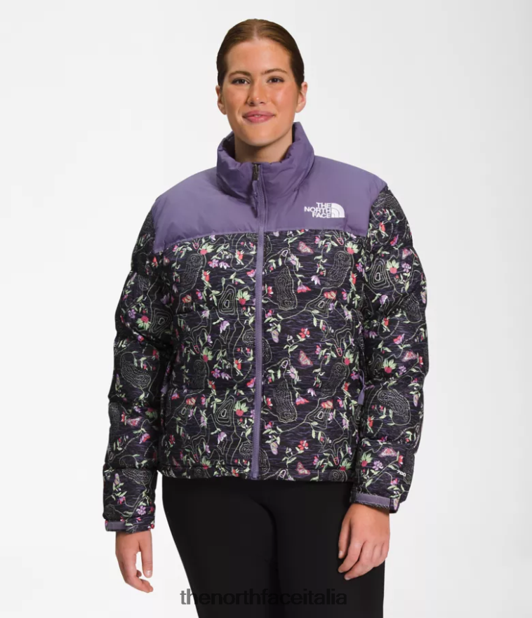 The North Face vestiario 460N8D801 tnf stampa iwd nera donne più giacca retrò nuptse del 1996