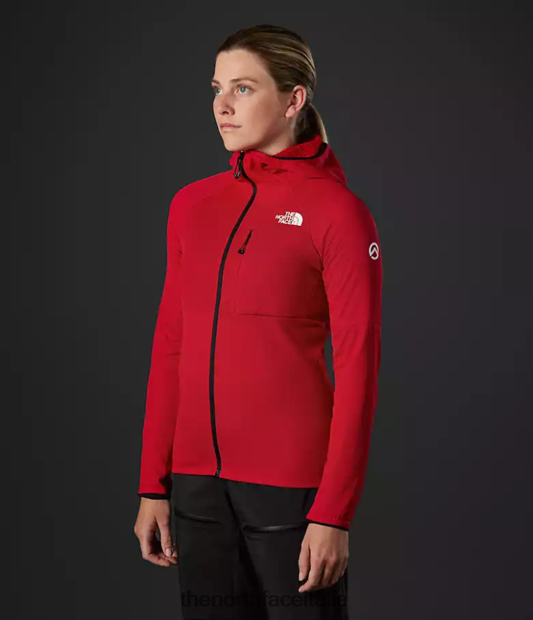 The North Face vestiario 460N8D736 grazie rosso donne Felpa con cappuccio e zip intera Summit Series Futurefleece