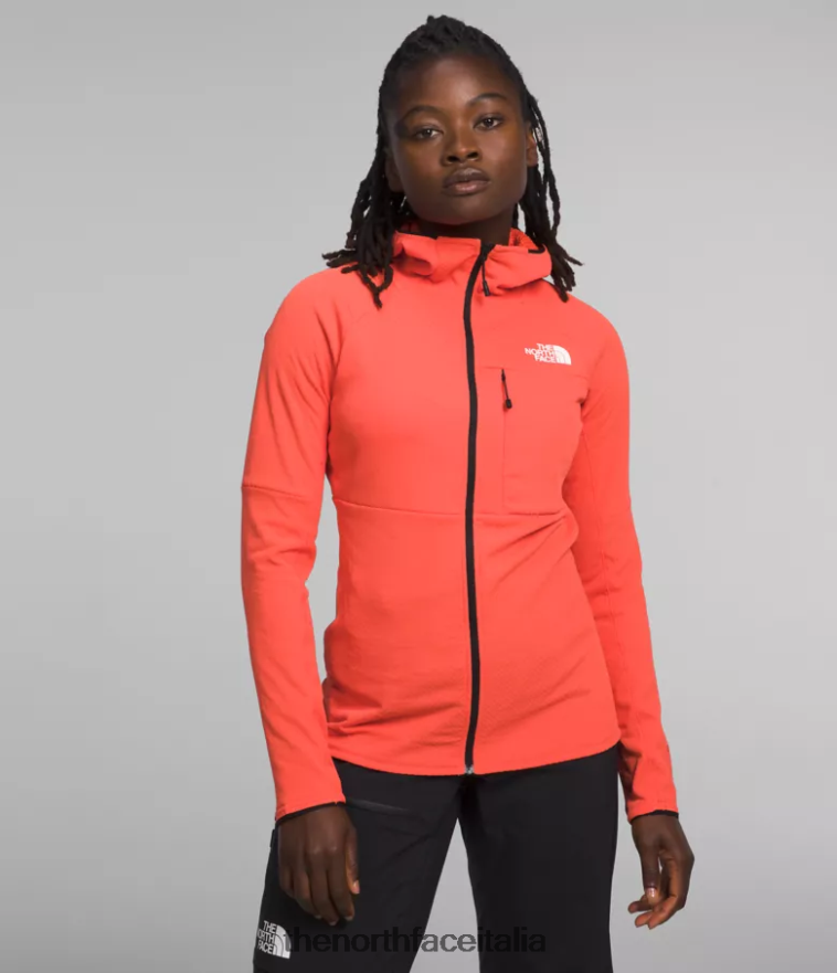 The North Face vestiario 460N8D741 arancione radioso donne Felpa con cappuccio e zip intera Summit Series Futurefleece