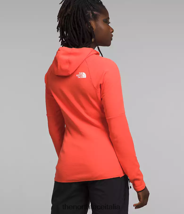 The North Face vestiario 460N8D741 arancione radioso donne Felpa con cappuccio e zip intera Summit Series Futurefleece