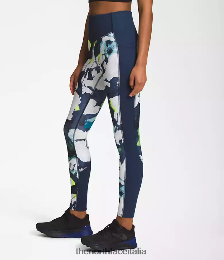 The North Face vestiario 460N8D384 stampa floreale astratta blu navy smm donne collant con tasche Dune Sky