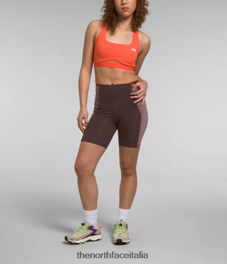 The North Face vestiario 460N8D903 marrone carbone/grigio fulvo donne pantaloncini da bici trailwear qtm