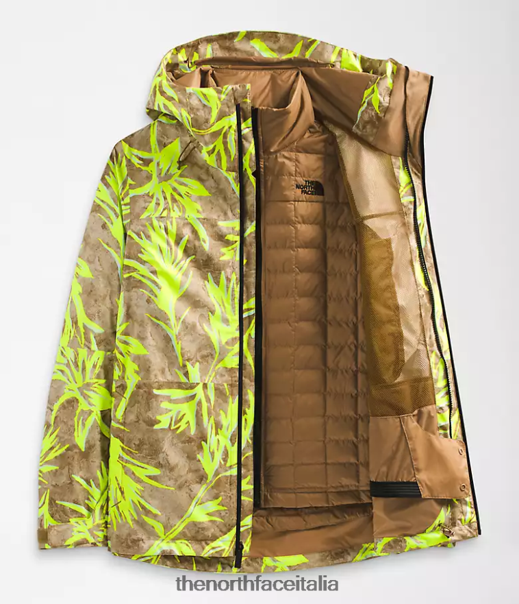 The North Face vestiario 460N8D1175 stampa a pennello pratico marrone prateria donne Giacca triclimatica Thermoball Eco Snow