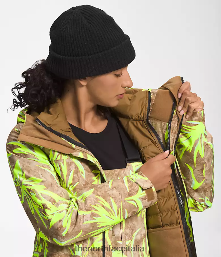 The North Face vestiario 460N8D1175 stampa a pennello pratico marrone prateria donne Giacca triclimatica Thermoball Eco Snow