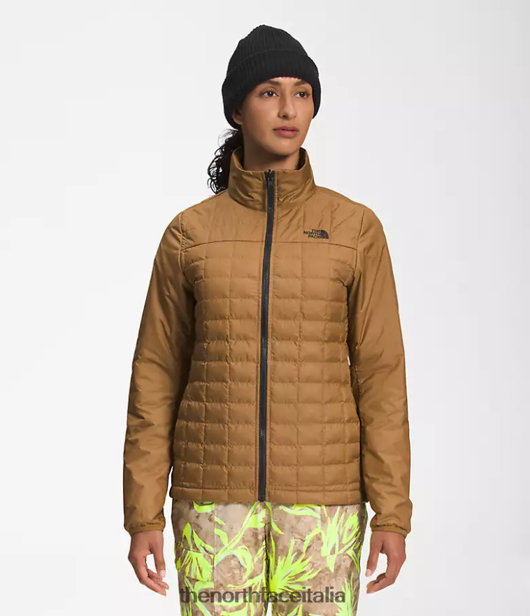 The North Face vestiario 460N8D1175 stampa a pennello pratico marrone prateria donne Giacca triclimatica Thermoball Eco Snow