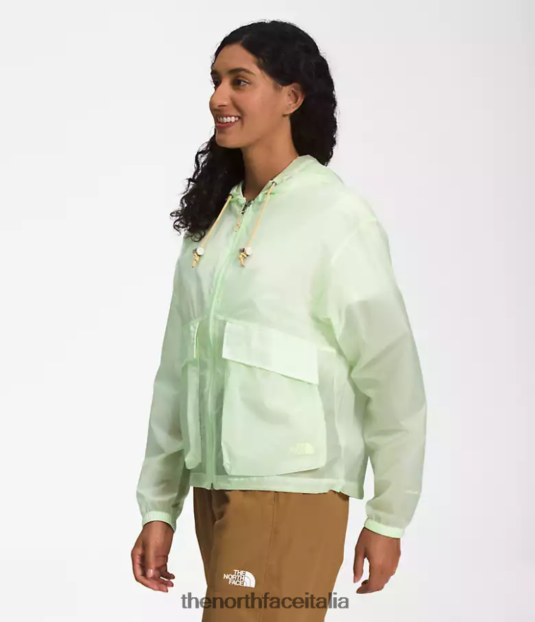 The North Face vestiario 460N8D1229 crema al lime donne Felpa con cappuccio antivento traslucida m66