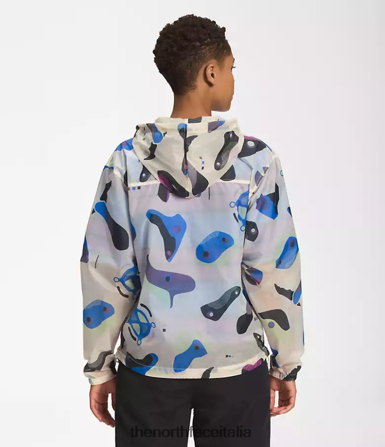The North Face vestiario 460N8D1230 stampa infografica bianca gardenia donne Felpa con cappuccio antivento traslucida m66