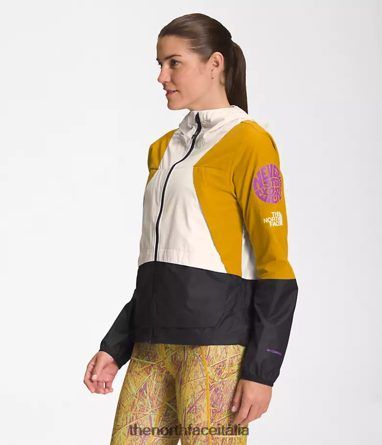 The North Face vestiario 460N8D318 giallo arrowwood/bianco gardenia/tnf nero donne giacca da trailwear con fischietto
