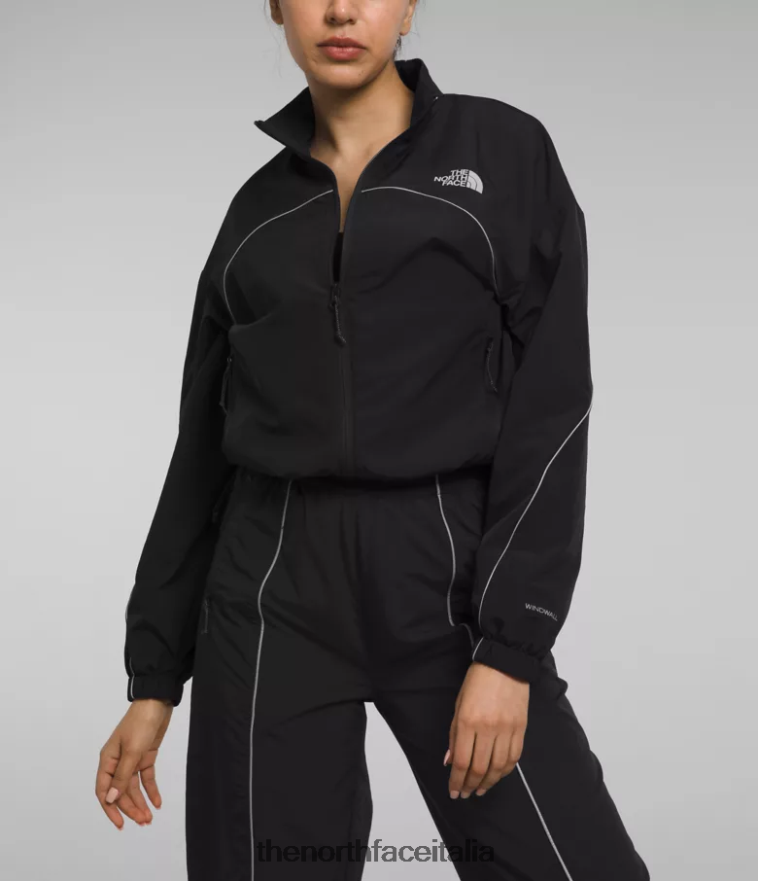 The North Face vestiario 460N8D733 grazie nero donne giacca a vento con profili in tek