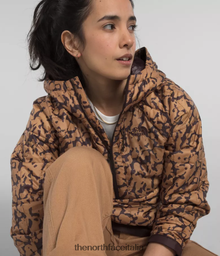 The North Face vestiario 460N8D506 stampa grafica colorante burro di mandorle donne maglione con cerniera circaloft