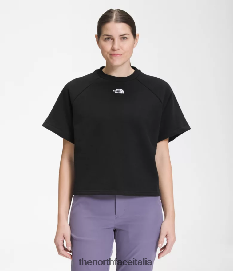 The North Face vestiario 460N8D1021 grazie nero donne Girocollo in pile infeltrito a manica corta