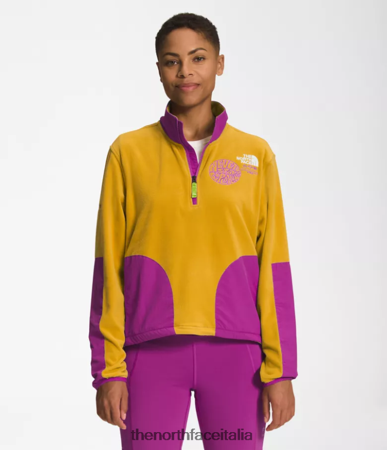 The North Face vestiario 460N8D1180 fiore di cactus giallo/viola in legno di freccia donne trailwear fantasia cresta -zip