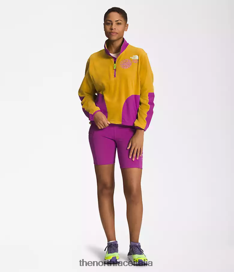 The North Face vestiario 460N8D1180 fiore di cactus giallo/viola in legno di freccia donne trailwear fantasia cresta -zip