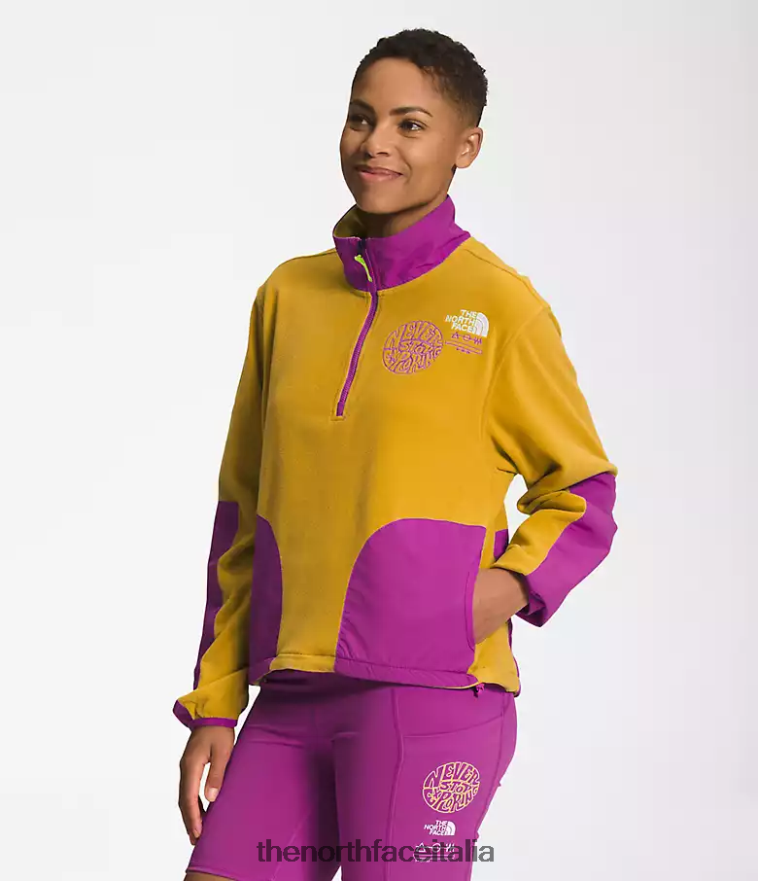 The North Face vestiario 460N8D1180 fiore di cactus giallo/viola in legno di freccia donne trailwear fantasia cresta -zip