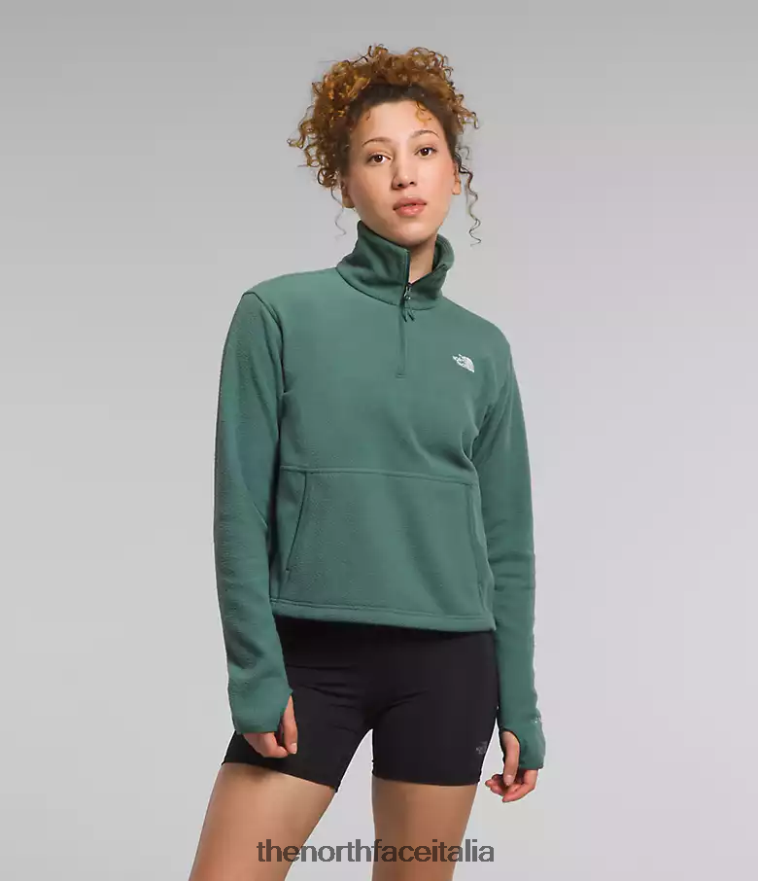 The North Face vestiario 460N8D157 salvia oscura donne cappuccio alpino polartec 100 -zip