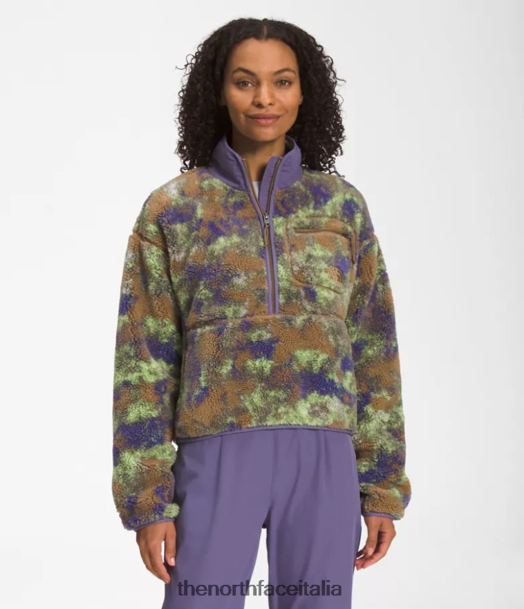 The North Face vestiario 460N8D806 stampa camp puntinata marrone utilitario donne pullover a pelo estremo