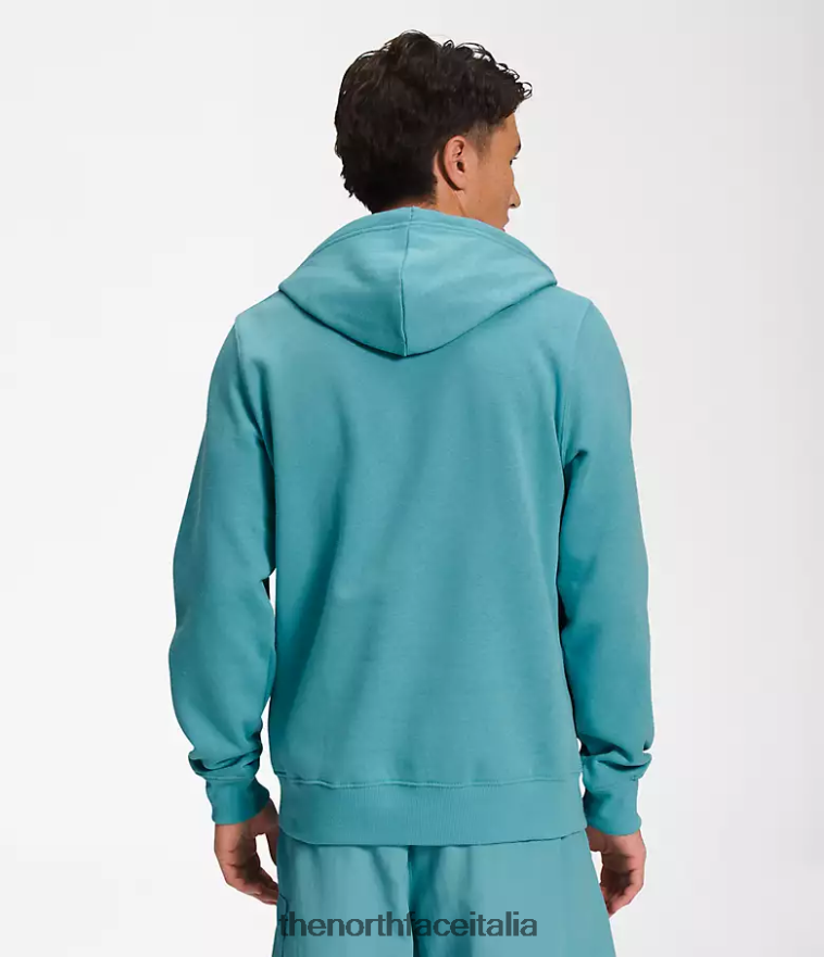 The North Face vestiario 460N8D1122 corallo blu delle acque della barriera corallina uomini Felpa con cappuccio jumbo a mezza cupola