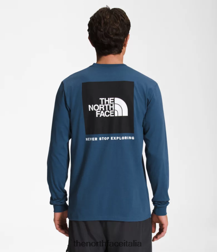 The North Face vestiario 460N8D1207 blu ombreggiato/tnf nero uomini maglietta a maniche lunghe