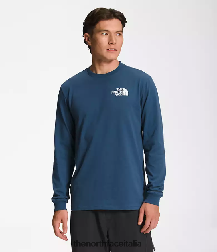 The North Face vestiario 460N8D1207 blu ombreggiato/tnf nero uomini maglietta a maniche lunghe