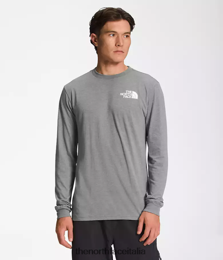 The North Face vestiario 460N8D1209 tnf grigio medio erica/tnf nero uomini maglietta a maniche lunghe