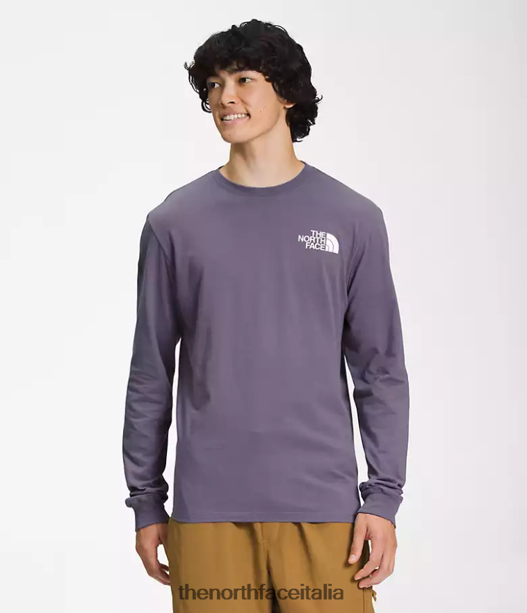 The North Face vestiario 460N8D1210 stampa floreale astratta in ardesia lunare/vertice blu scuro uomini maglietta a maniche lunghe
