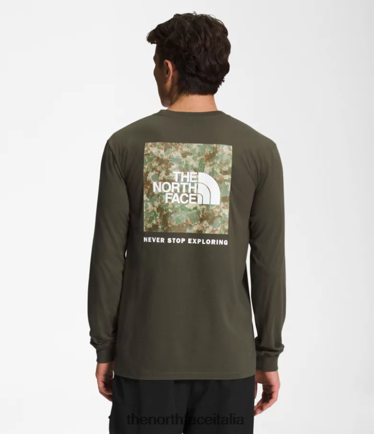 The North Face vestiario 460N8D1211 nuova stampa mimetica punteggiata verde talpa/oliva militare uomini maglietta a maniche lunghe