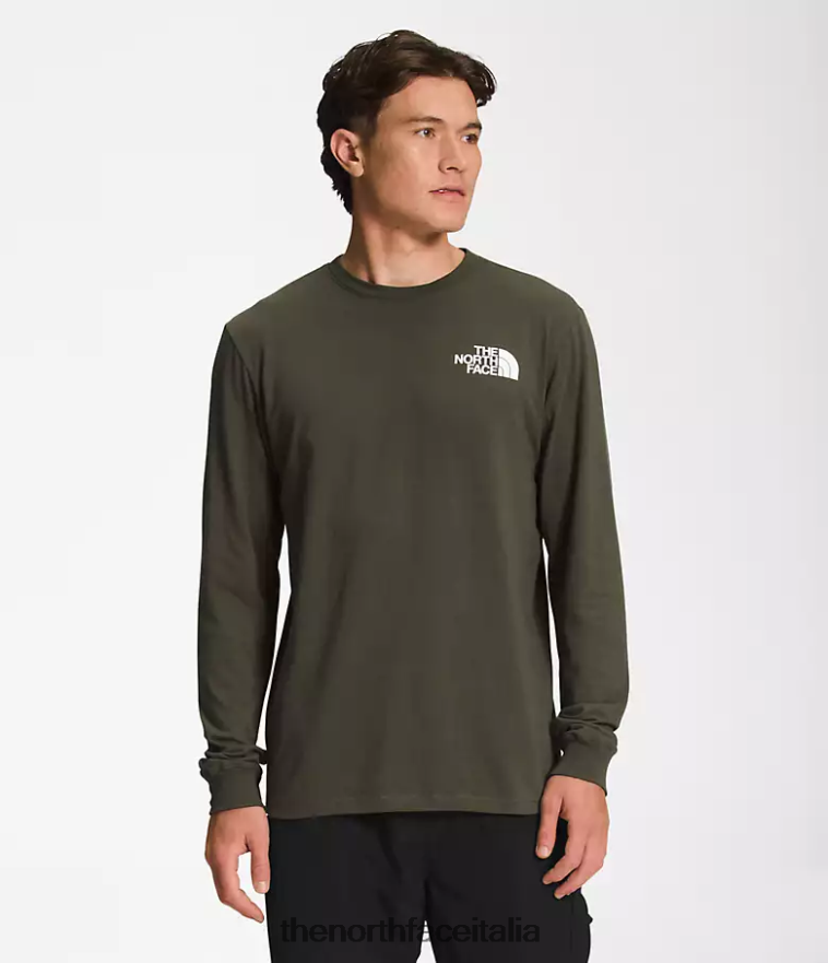 The North Face vestiario 460N8D1211 nuova stampa mimetica punteggiata verde talpa/oliva militare uomini maglietta a maniche lunghe