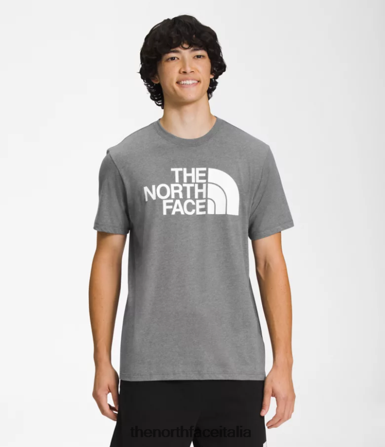 The North Face vestiario 460N8D1300 tnf grigio medio erica/tnf bianco uomini T-shirt a mezza cupola a maniche corte