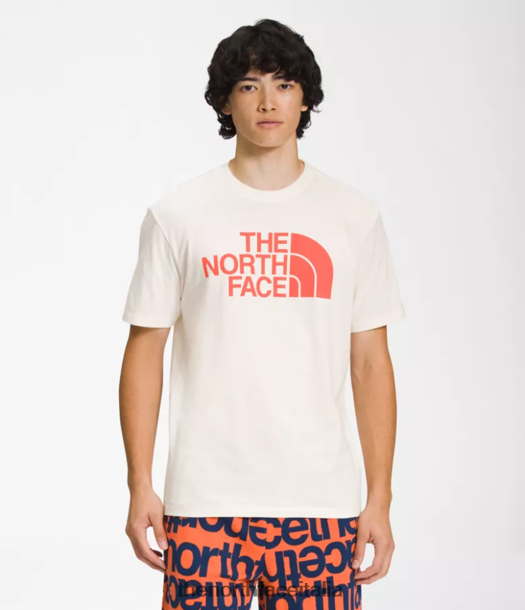 The North Face vestiario 460N8D1301 gardenia bianco/arancio retrò uomini T-shirt a mezza cupola a maniche corte