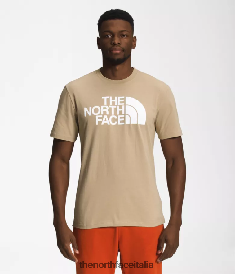 The North Face vestiario 460N8D1306 kaki pietra/tnf bianco uomini T-shirt a mezza cupola a maniche corte