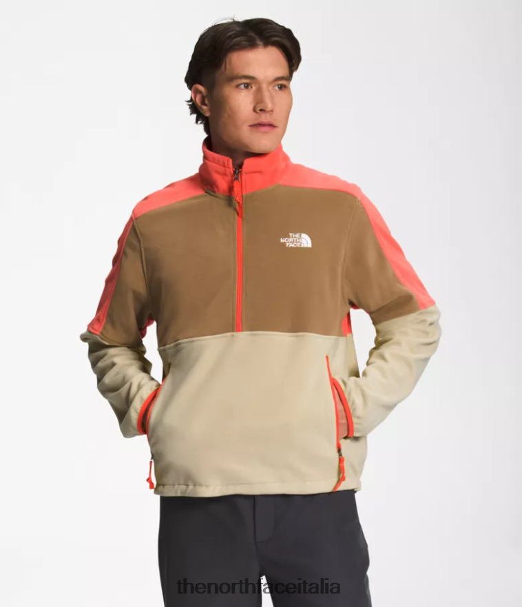 The North Face vestiario 460N8D304 ghiaia/marrone pratico/arancione retrò uomini tnf polartec 100 -zip
