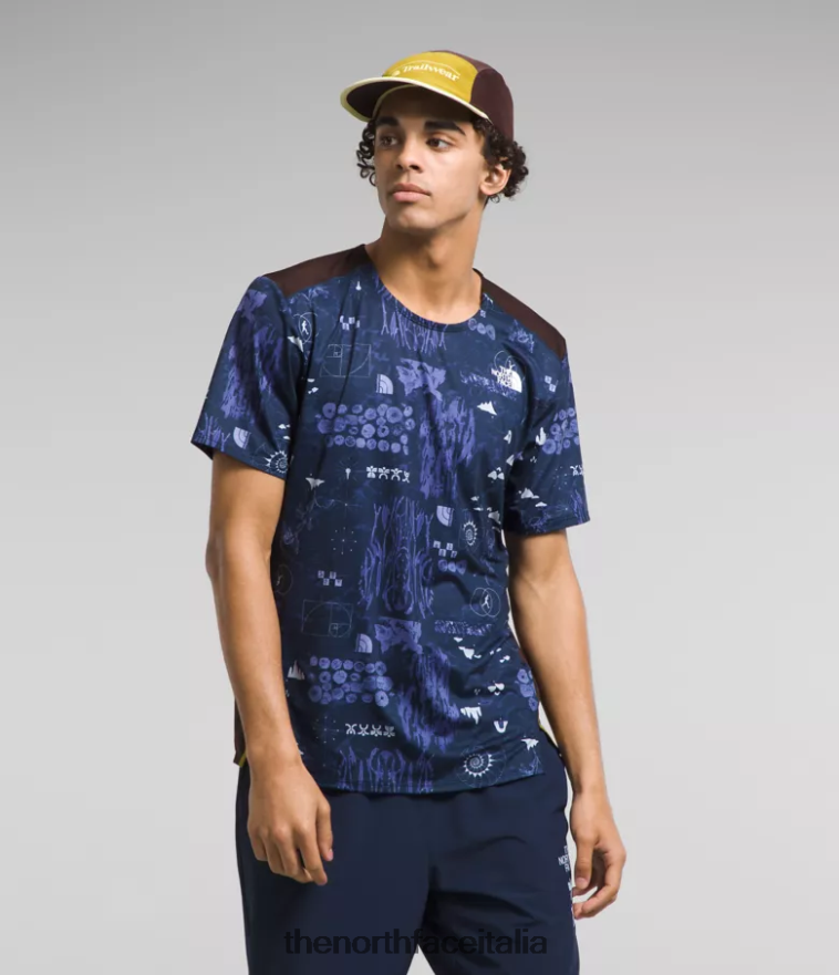 The North Face vestiario 460N8D882 stampa Summit Navy Nature Remix uomini trailwear Lost Coast a maniche corte