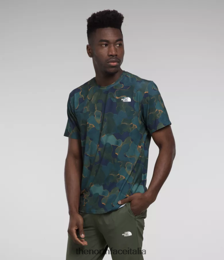 The North Face vestiario 460N8D1264 stampa con trama mimetica blu navy Summit uomini vagare a maniche corte