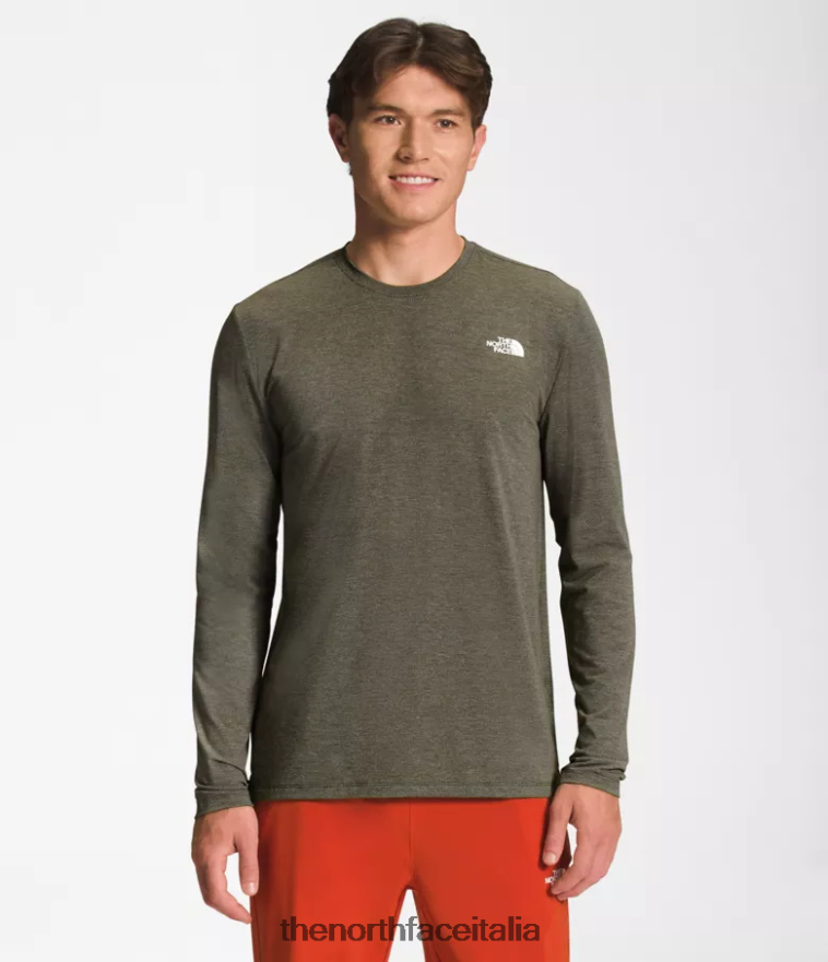 The North Face vestiario 460N8D25 nuova erica verde tortora uomini vagare a maniche lunghe
