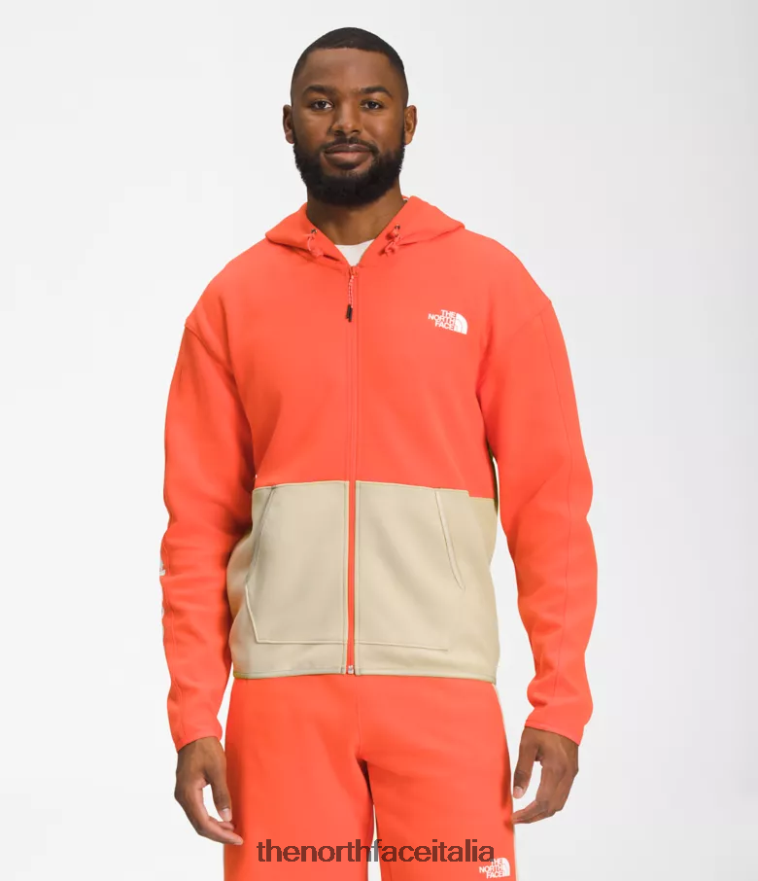 The North Face vestiario 460N8D208 ghiaia/arancio retrò uomini Felpa con cappuccio e zip intera tnf tech - Clicca l'immagine per chiudere