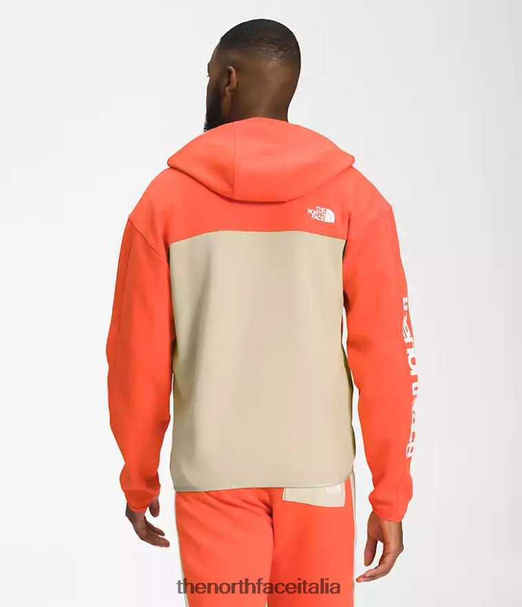 The North Face vestiario 460N8D208 ghiaia/arancio retrò uomini Felpa con cappuccio e zip intera tnf tech