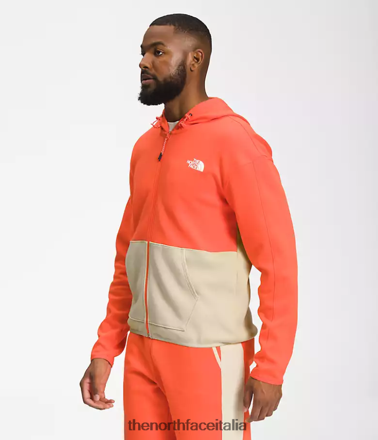 The North Face vestiario 460N8D208 ghiaia/arancio retrò uomini Felpa con cappuccio e zip intera tnf tech