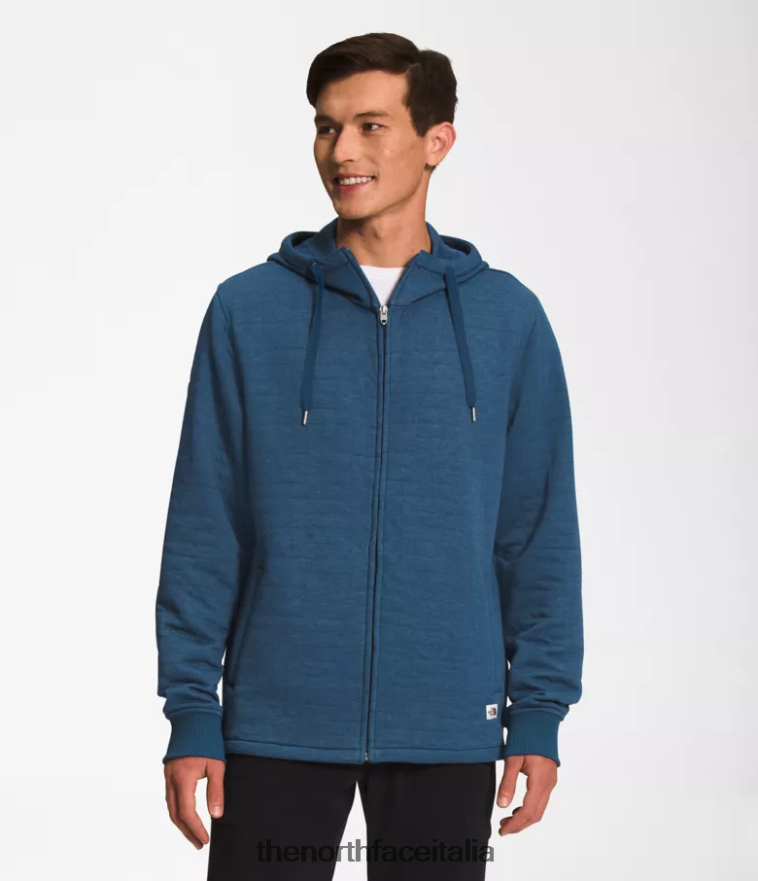 The North Face vestiario 460N8D652 erica bianca blu ombrosa uomini Felpa con cappuccio e zip intera trapuntata a punta lunga