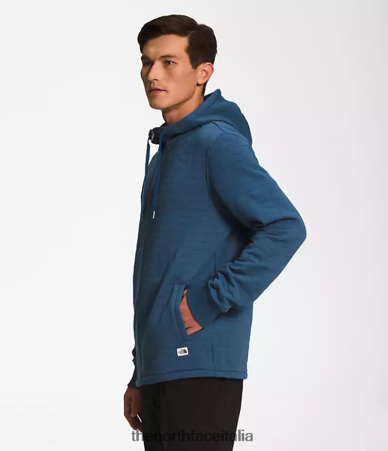 The North Face vestiario 460N8D652 erica bianca blu ombrosa uomini Felpa con cappuccio e zip intera trapuntata a punta lunga