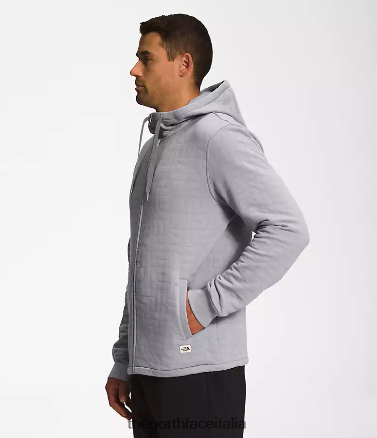 The North Face vestiario 460N8D653 fusione di erica bianca grigia uomini Felpa con cappuccio e zip intera trapuntata a punta lunga