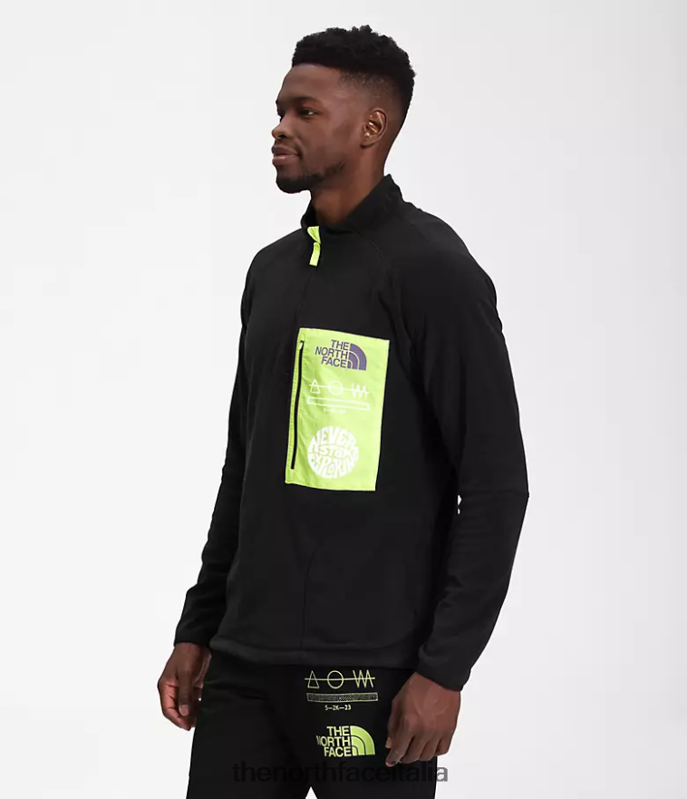 The North Face vestiario 460N8D650 tnf nero/led giallo uomini trailwear fantasia cresta -zip