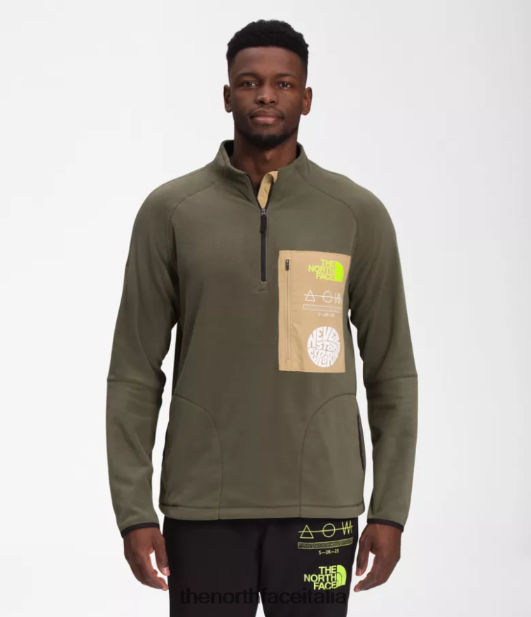 The North Face vestiario 460N8D651 nuovo verde talpa/kaki pietra/tnf nero uomini trailwear fantasia cresta -zip - Clicca l'immagine per chiudere