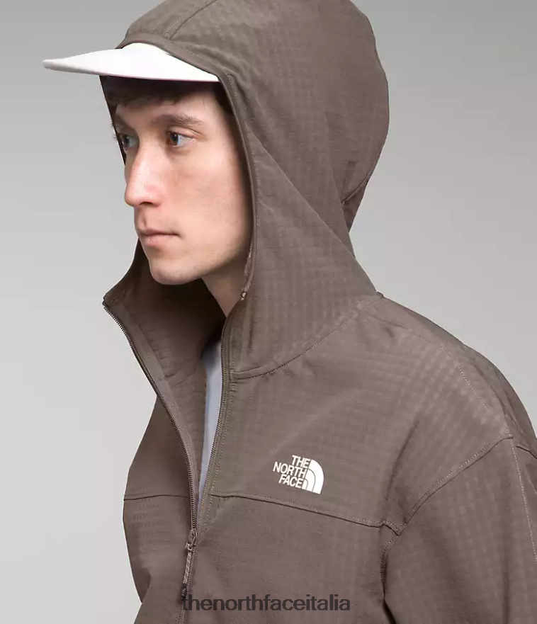 The North Face vestiario 460N8D832 marrone falco uomini Felpa con cappuccio a griglia Tekware