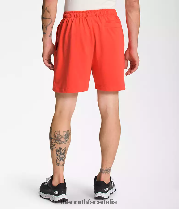 The North Face vestiario 460N8D360 arancione retrò uomini pantaloncini in pile con logo semplice