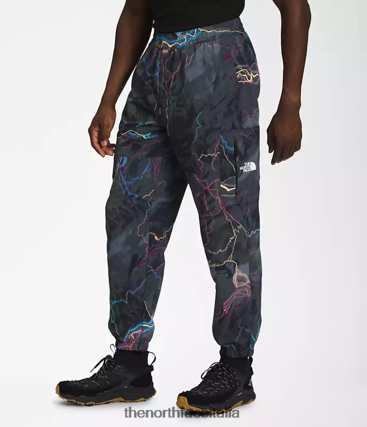 The North Face vestiario 460N8D487 stampa tnf nera con traccia luminosa uomini pantaloni facili in nylon tnf
