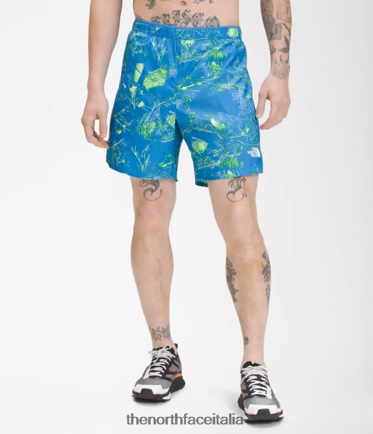 The North Face vestiario 460N8D958 stampa super sonica del fondovalle blu uomini pantaloncini da corsa illimitati