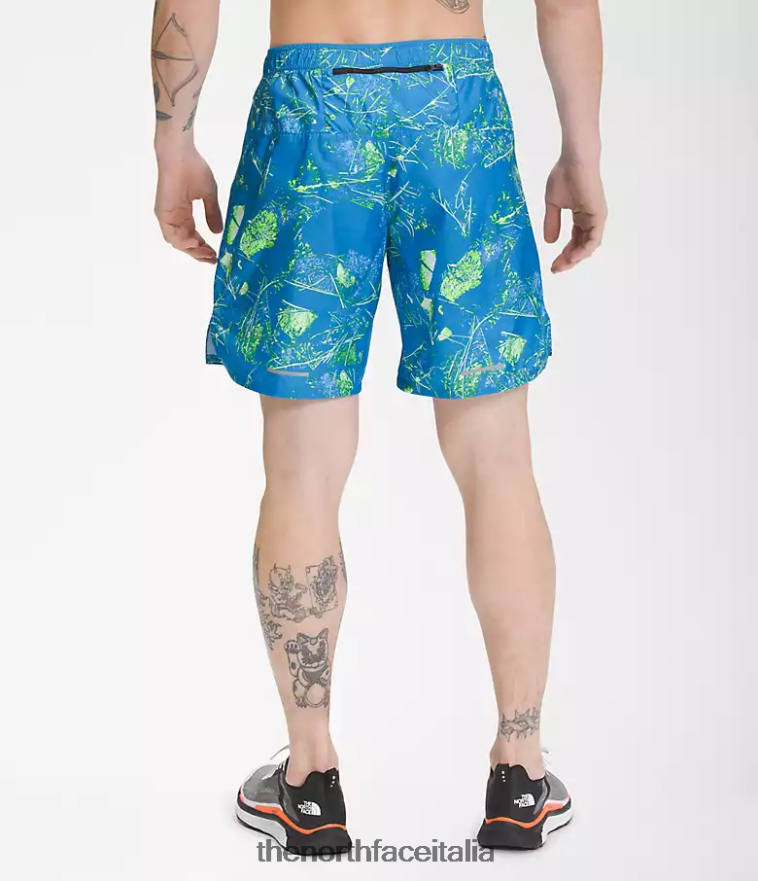 The North Face vestiario 460N8D958 stampa super sonica del fondovalle blu uomini pantaloncini da corsa illimitati